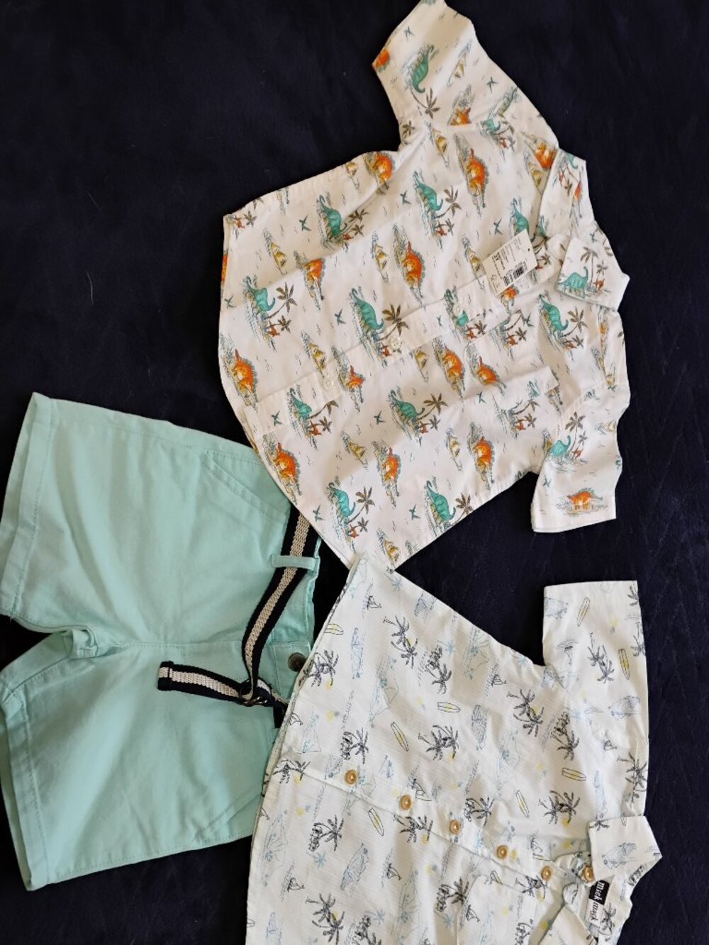 NWT Toddler Summer Outfit Bundle | 2 Button-Down Shirts + Mint Shorts